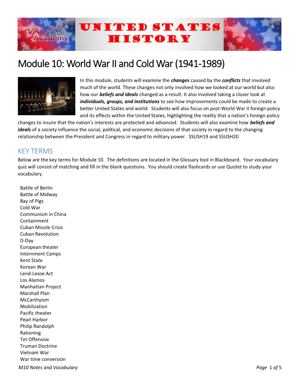 Module 10: World War II and Cold War (1941-1989)