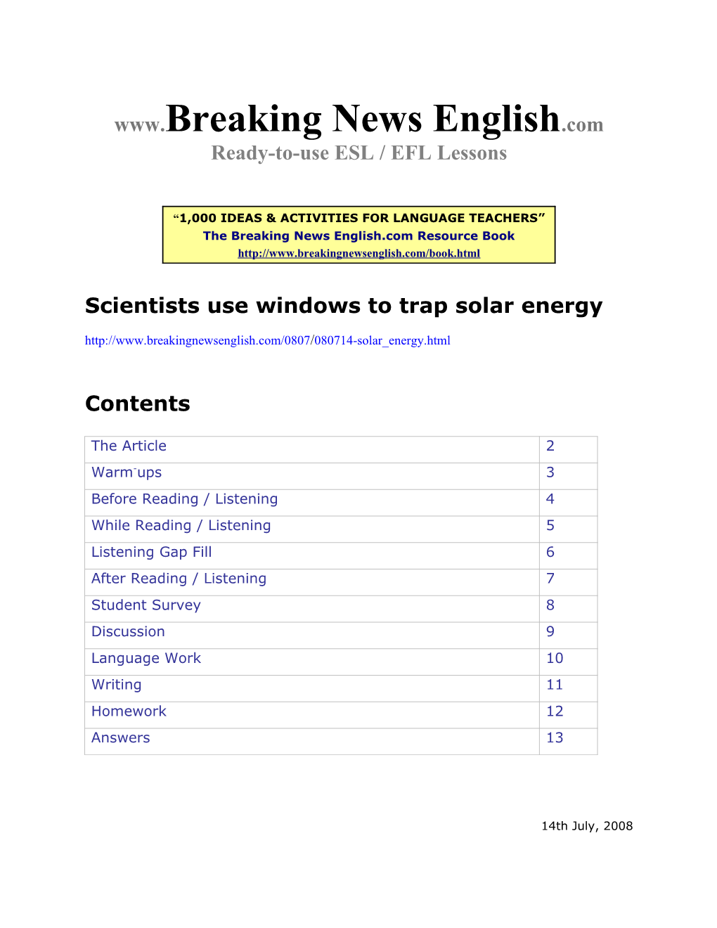 ESL Lesson: Scientists Use Windows to Trap Solar Energy