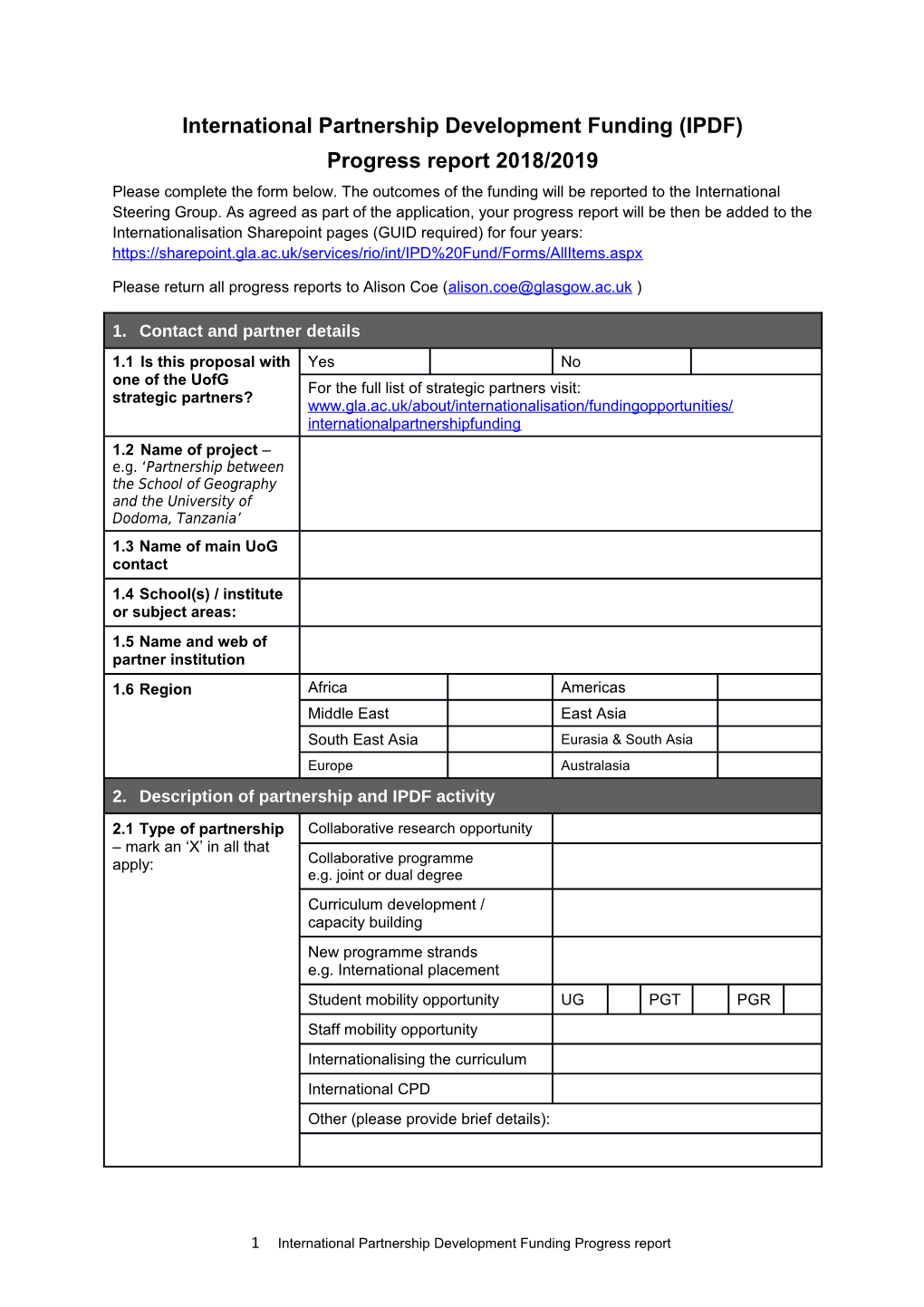 International Partnership Development Funding (IPDF)