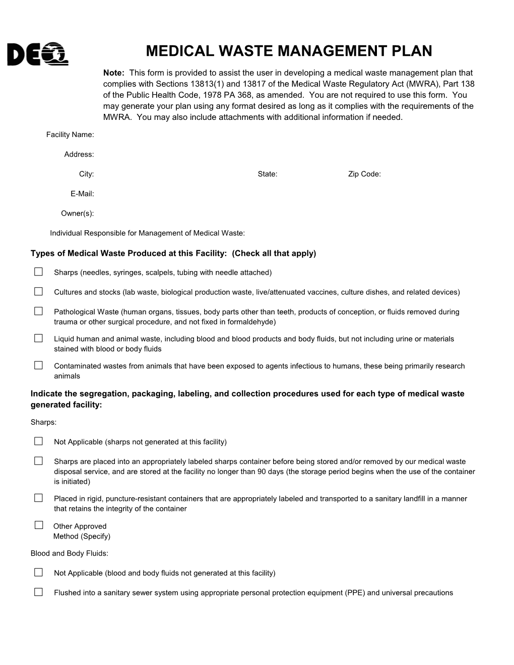 Medical Waste Management Plan