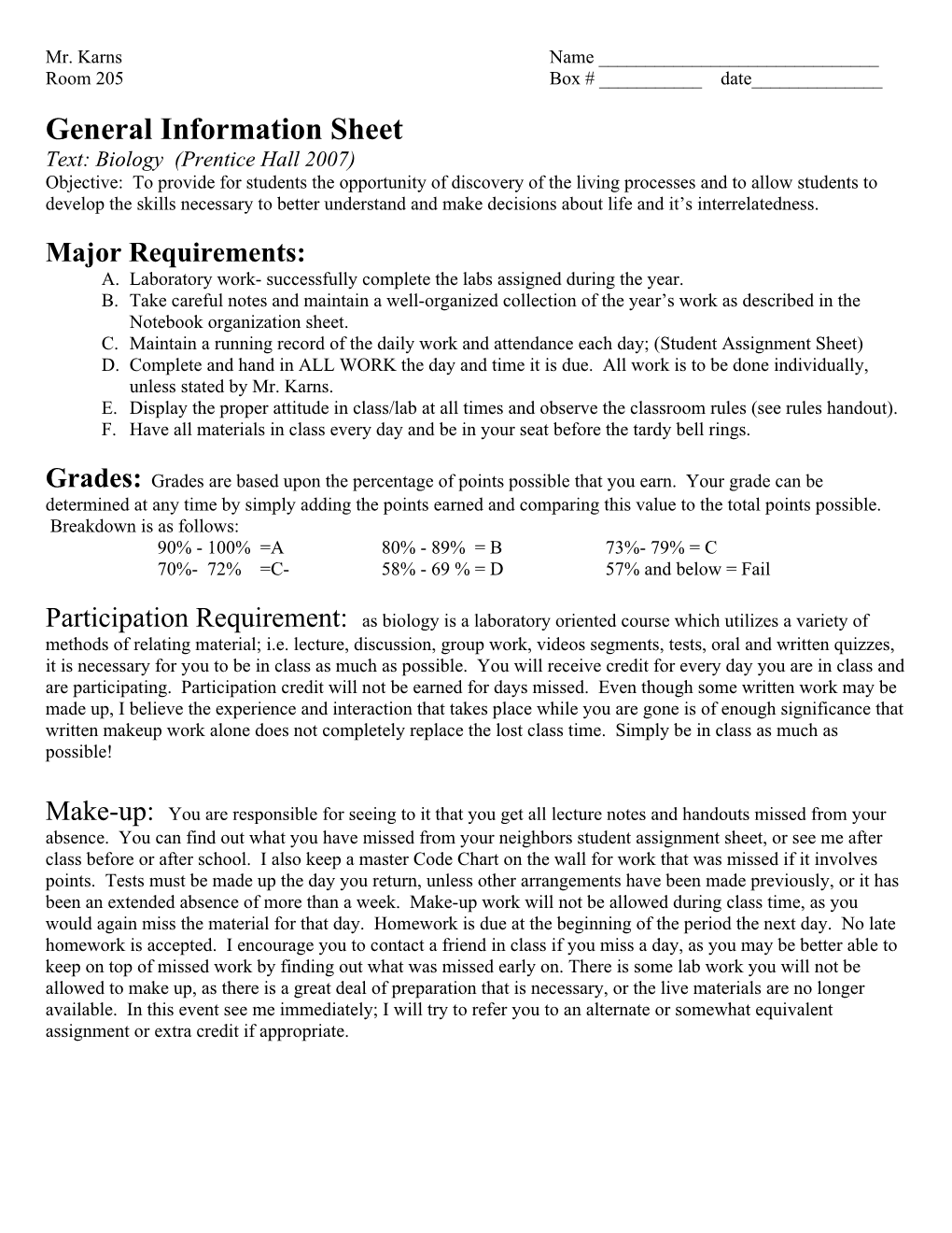 General Information Sheet