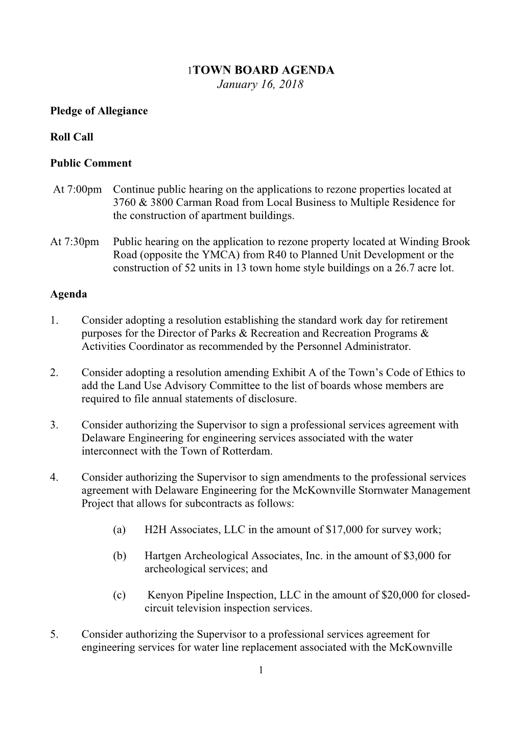 Town Board Agenda