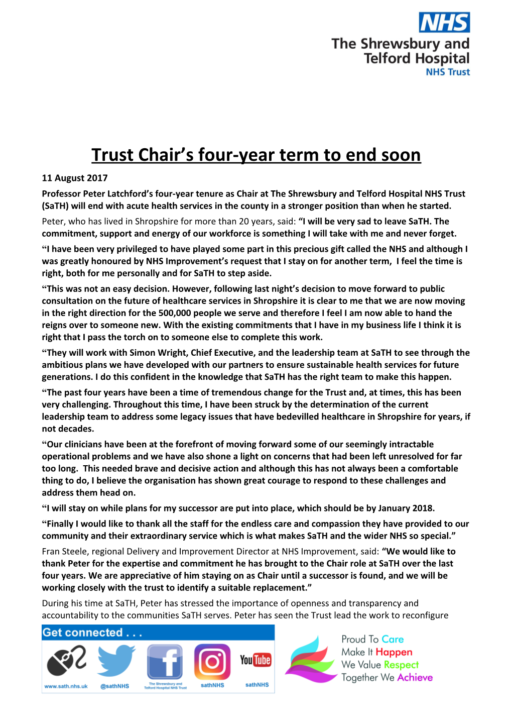 Trust Chair S Four-Year Term to End Soon