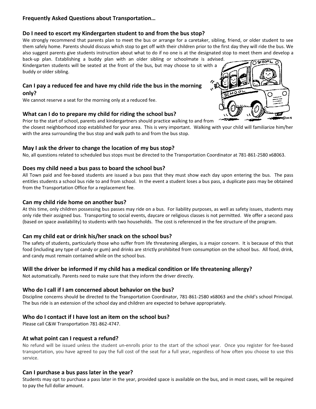 Frequently Asked Questions About Transportation