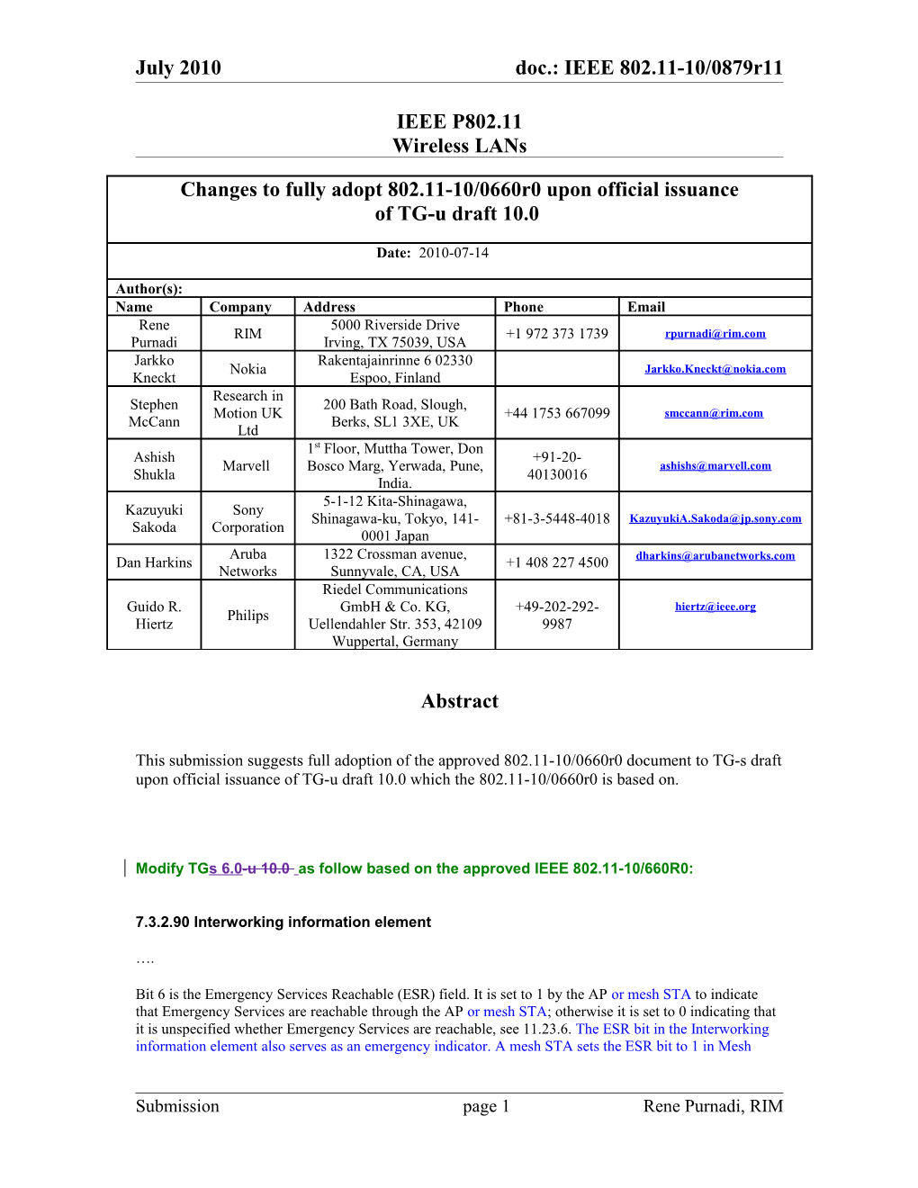 Modify Tgs 6.0-U 10.0 As Follow Based on the Approved IEEE 802.11-10/660R0