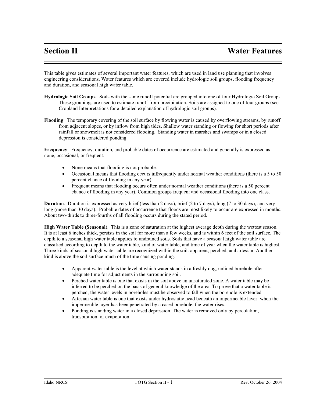 Section Iiwater Features