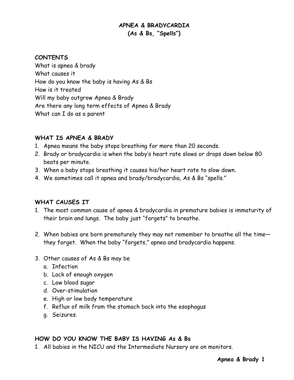 Apnea & Bradycardia