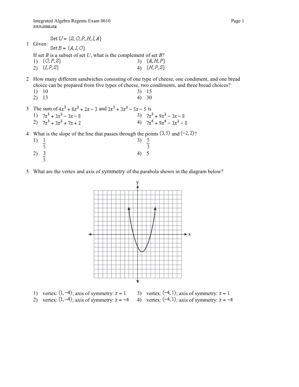 Integrated Algebra Regents Exam 0610 Page 4