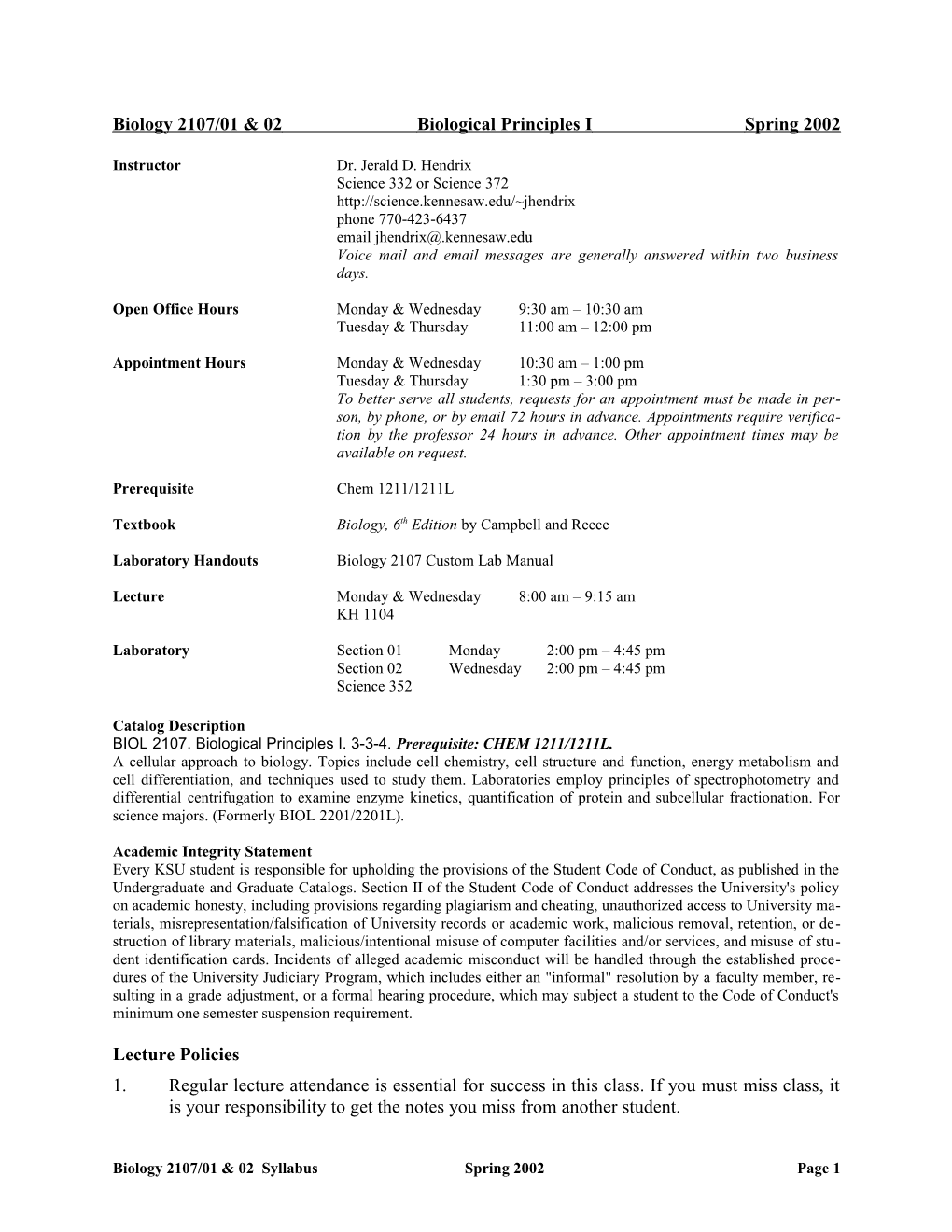 Biology 261	Fundamental Microbiology