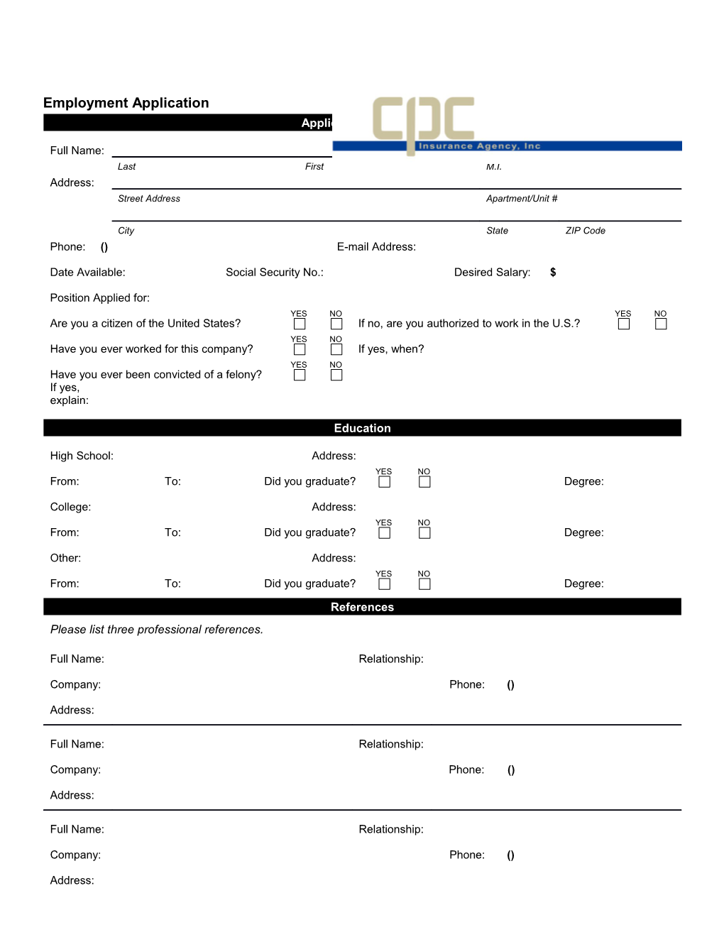 Employment Application s19