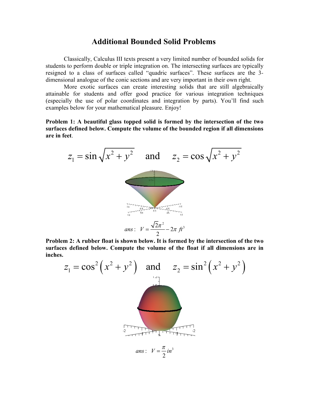 Additional Bounded Solid Problems