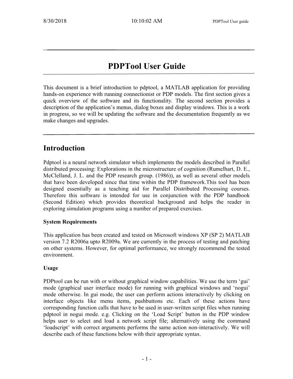 Pdptool : User Guide