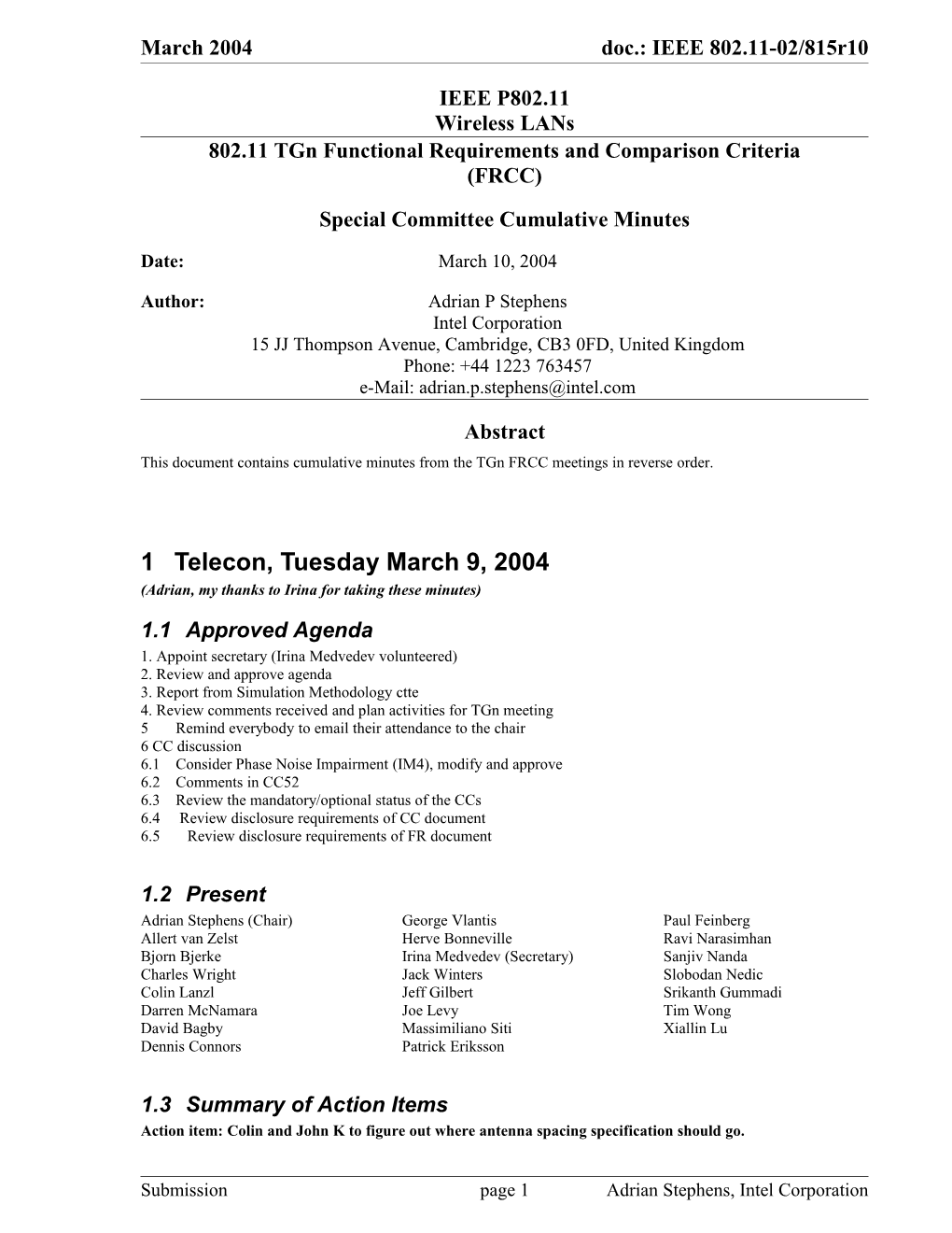 802.11 Tgn Functional Requirements and Comparison Criteria (FRCC) s2