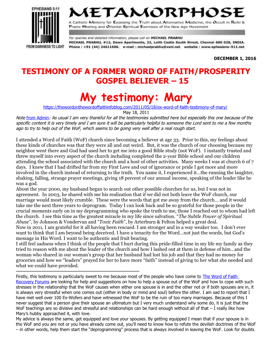 Testimony of a Former Word of Faith/Prosperity Gospel Believer 15