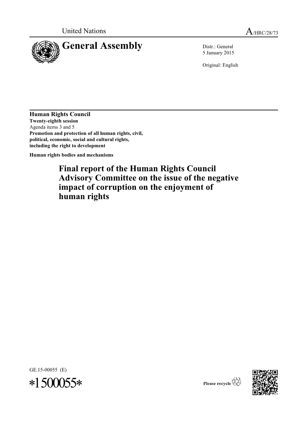 Final Report of the Human Rights Council Advisory Committee in English