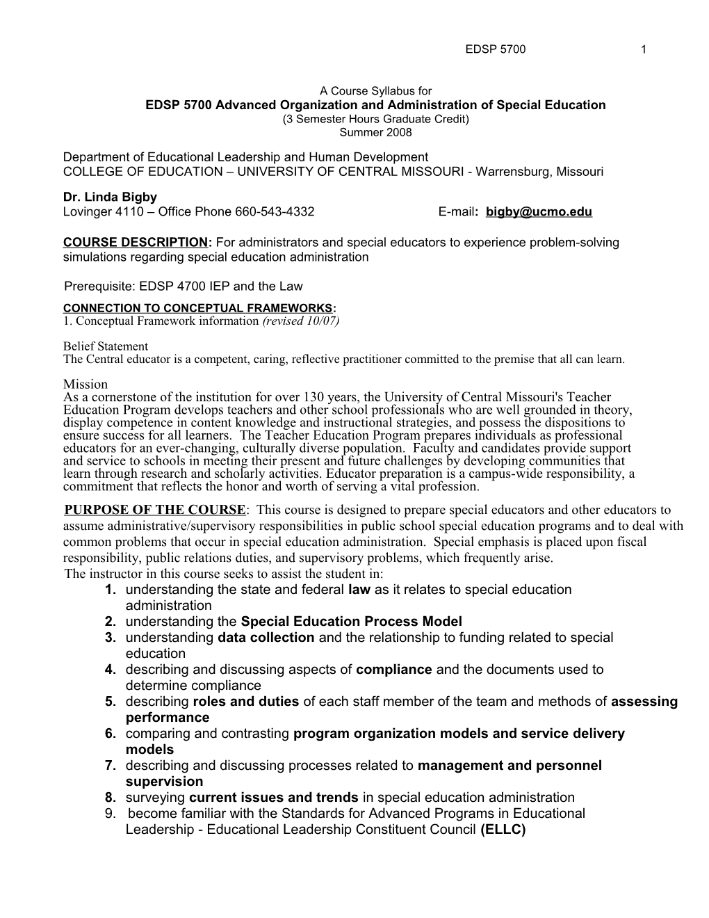 EDSP 5700 Advanced Organization and Administration of Special Education