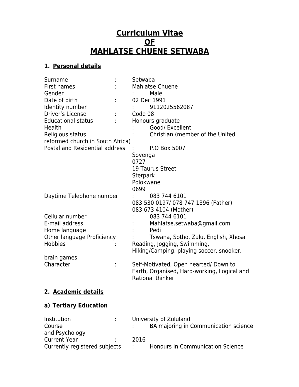 Curriculum Vitae s463