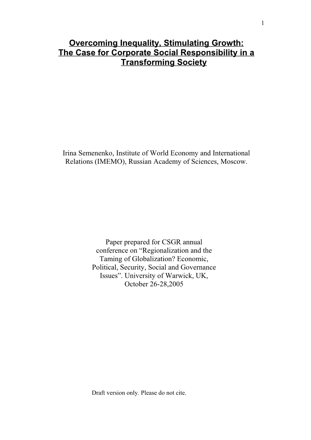 Corporate Social Responsibility and Governance Issues in Russia