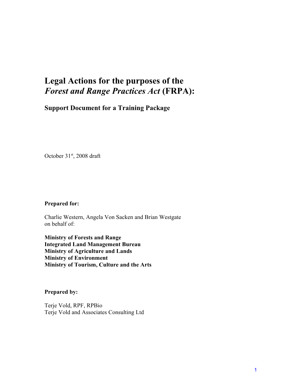 Legal Actions Under FRPA