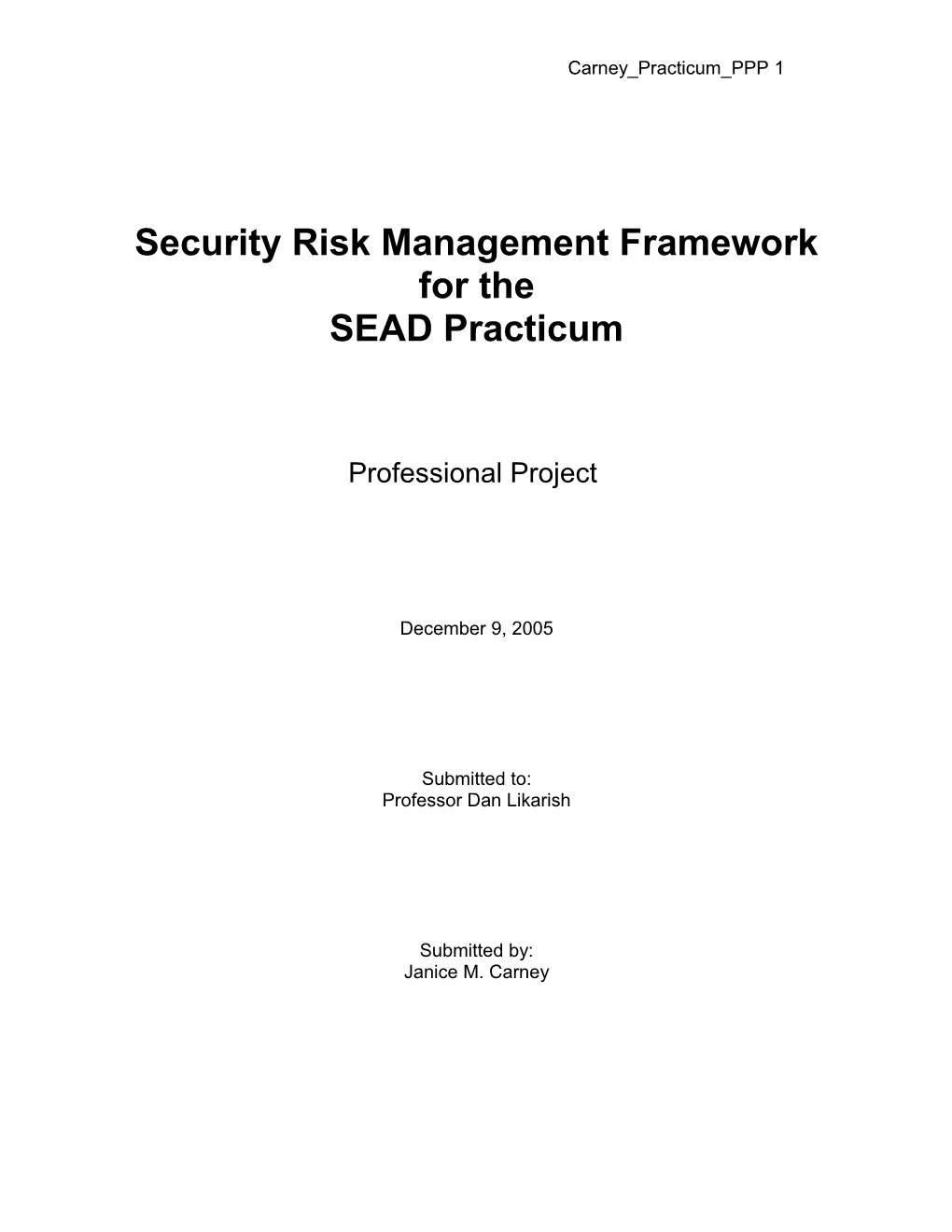 Security Risk Management Framework