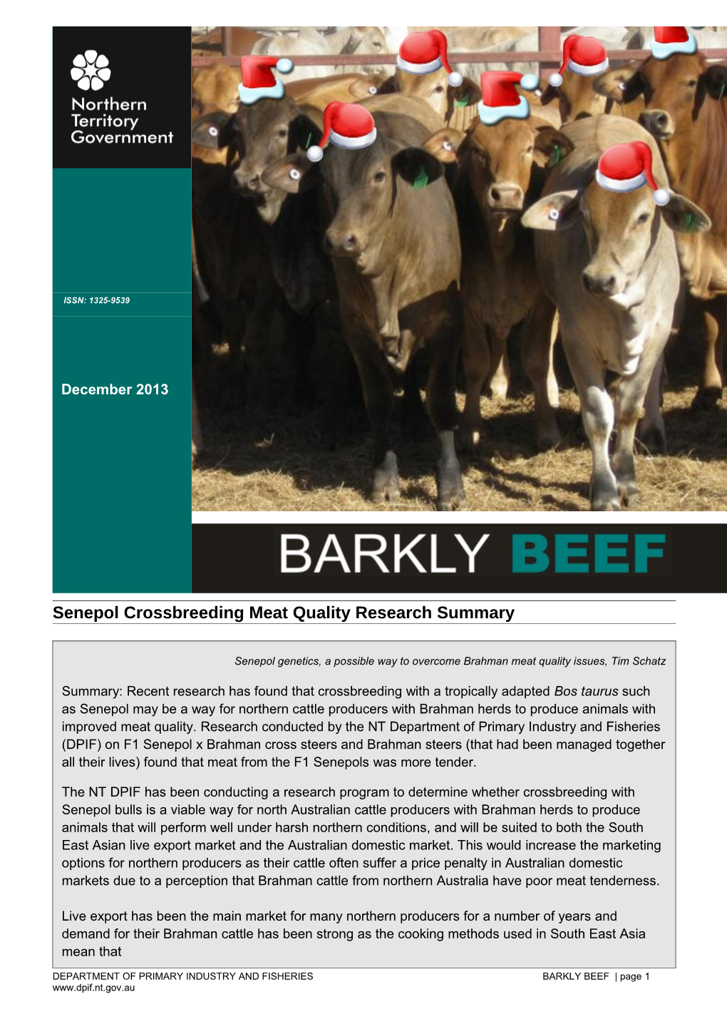 Senepol Crossbreeding Meat Quality Research Summary