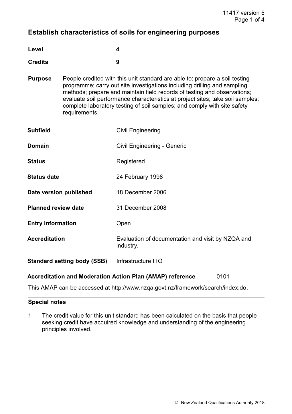 11417 Establish Characteristics of Soils for Engineering Purposes