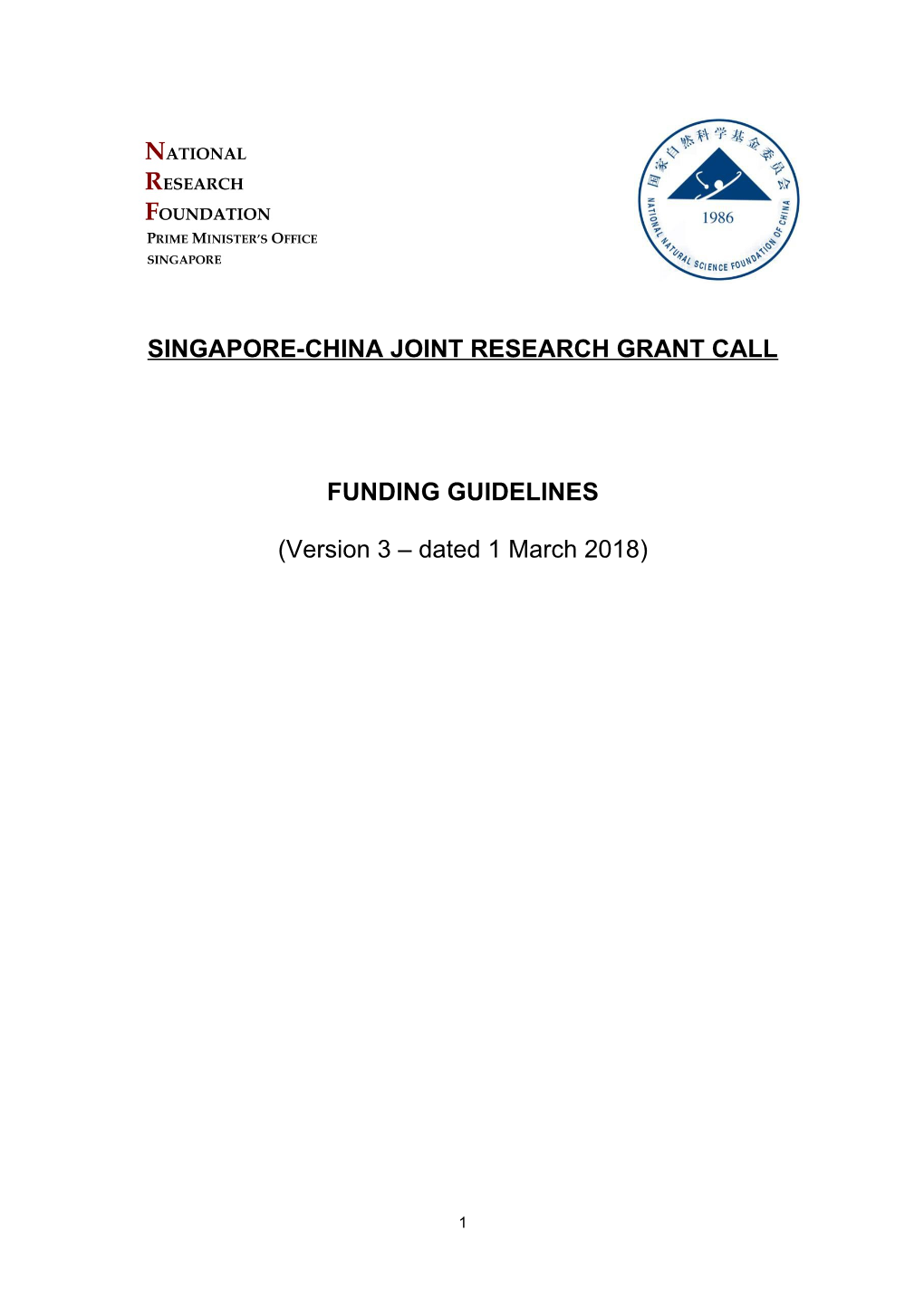 Singapore-China Joint Research Grant Call