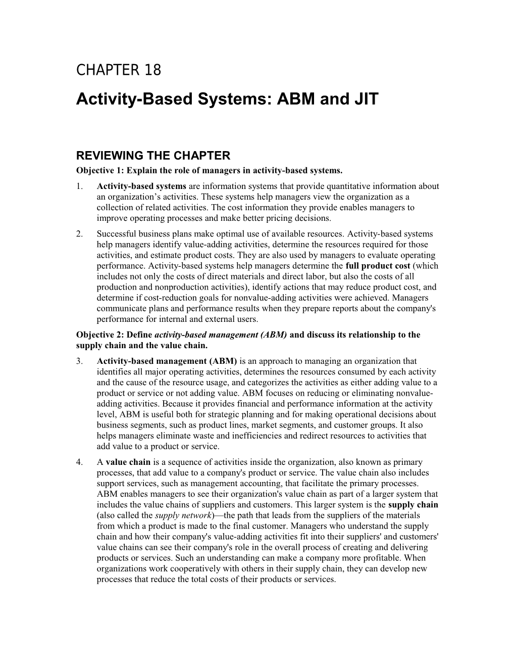 Activity-Based Systems: ABM and JIT