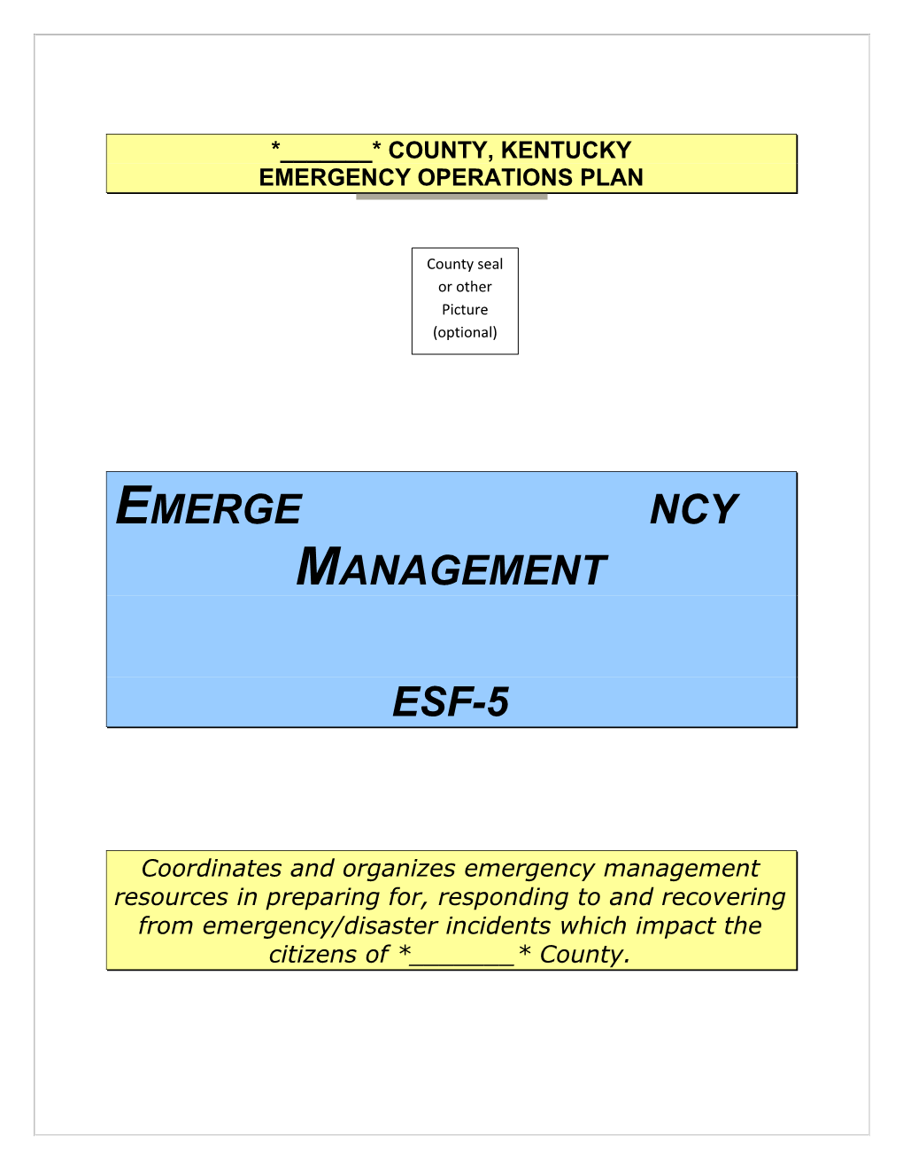 ESF 05 Emergency Management