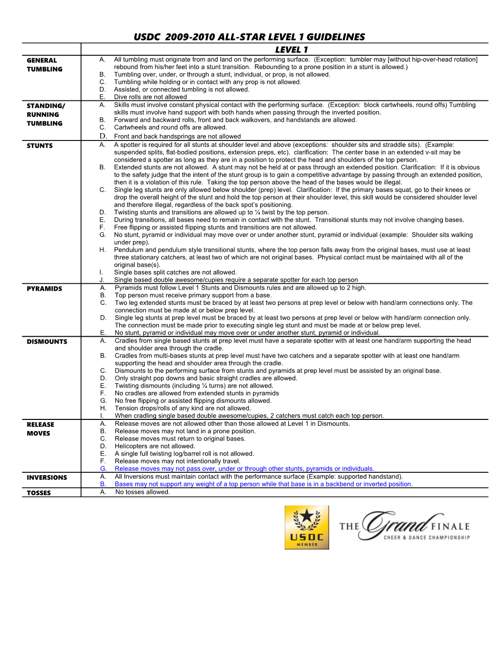 Usdc 2009-2010 All-Star Level 1 Guidelines