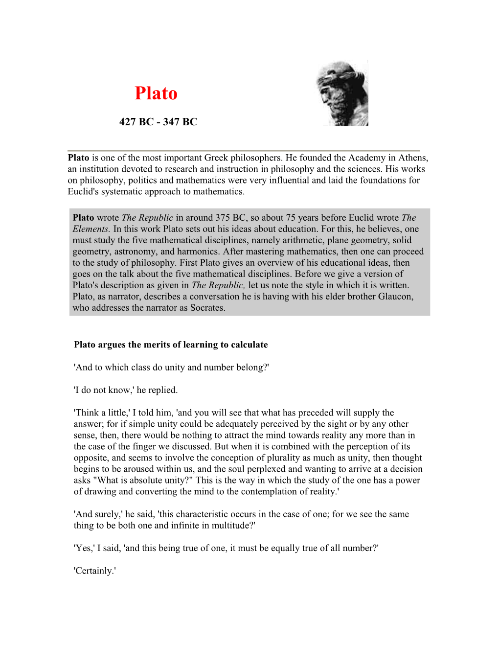 Plato Argues the Merits of Learning to Calculate