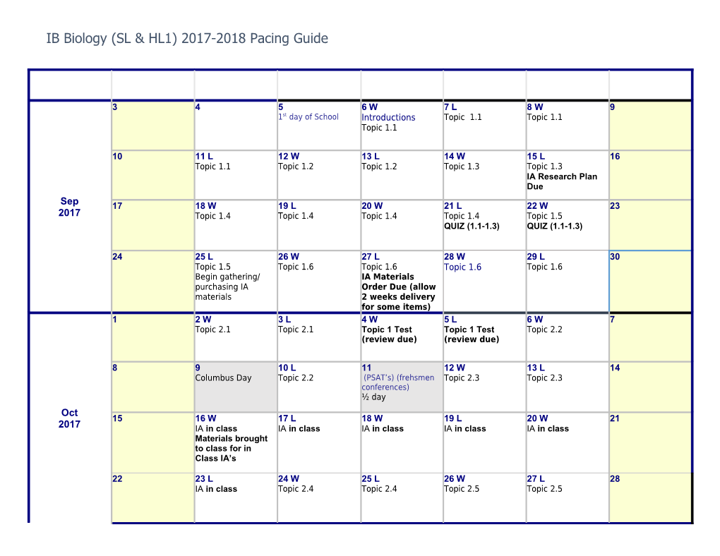 2015 Calendar - Continuous by Week