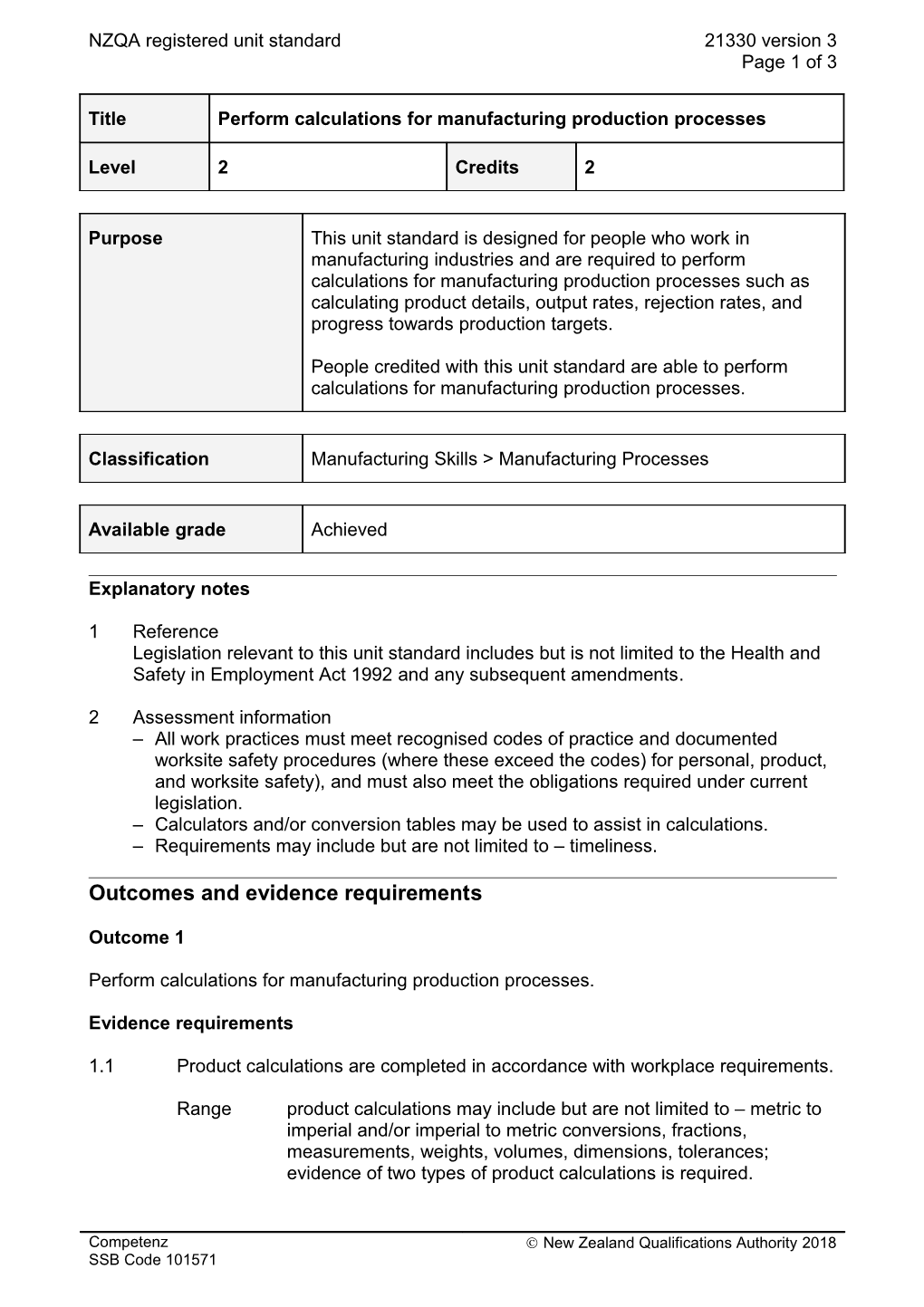 21330 Perform Calculations for Manufacturing Production Processes