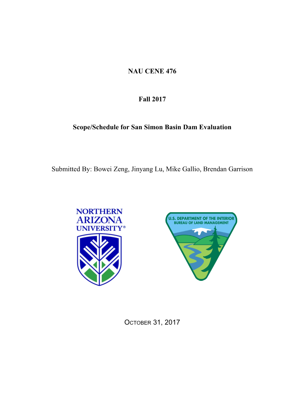 Scope/Schedule for San Simon Basin Dam Evaluation