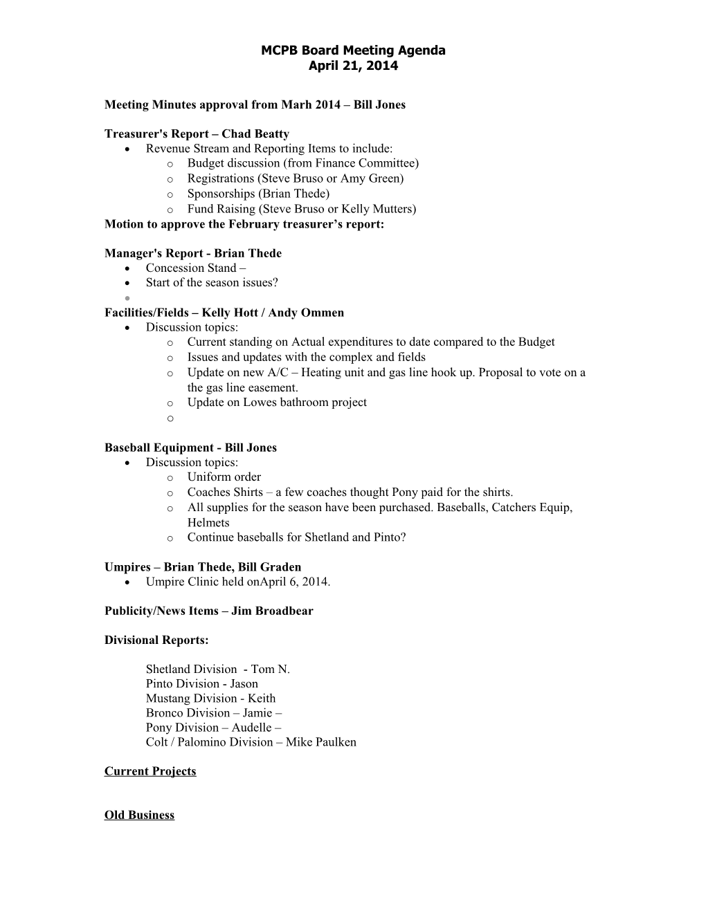 MCPB Board Meeting Agenda