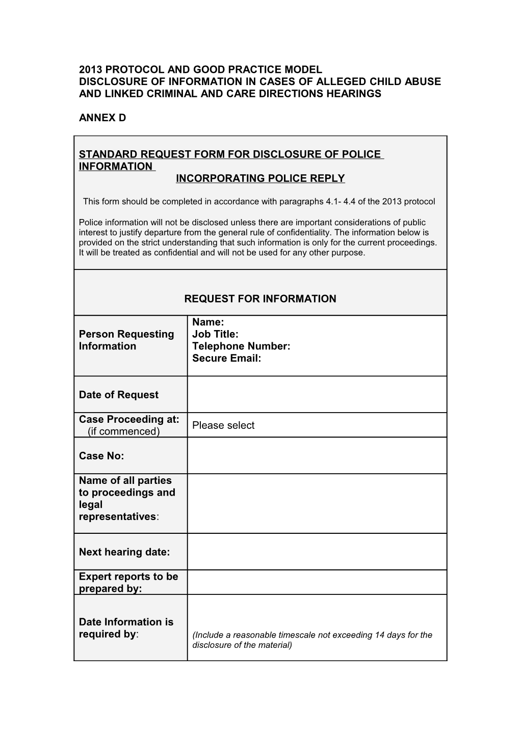 2013 Protocol and Good Practice Model