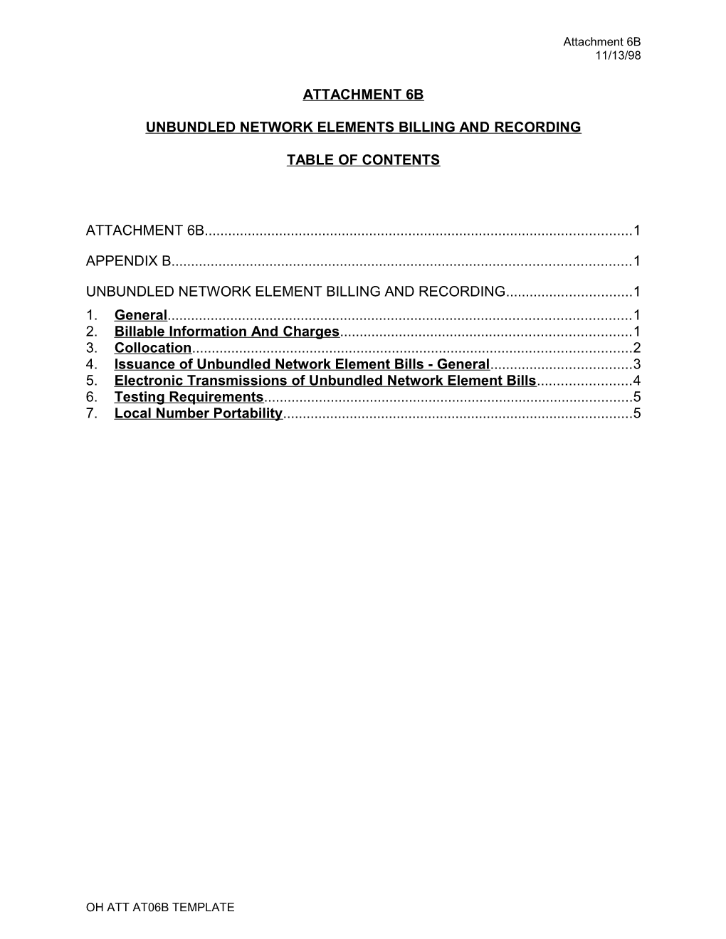 Unbundled Network Elements Billing and Recording