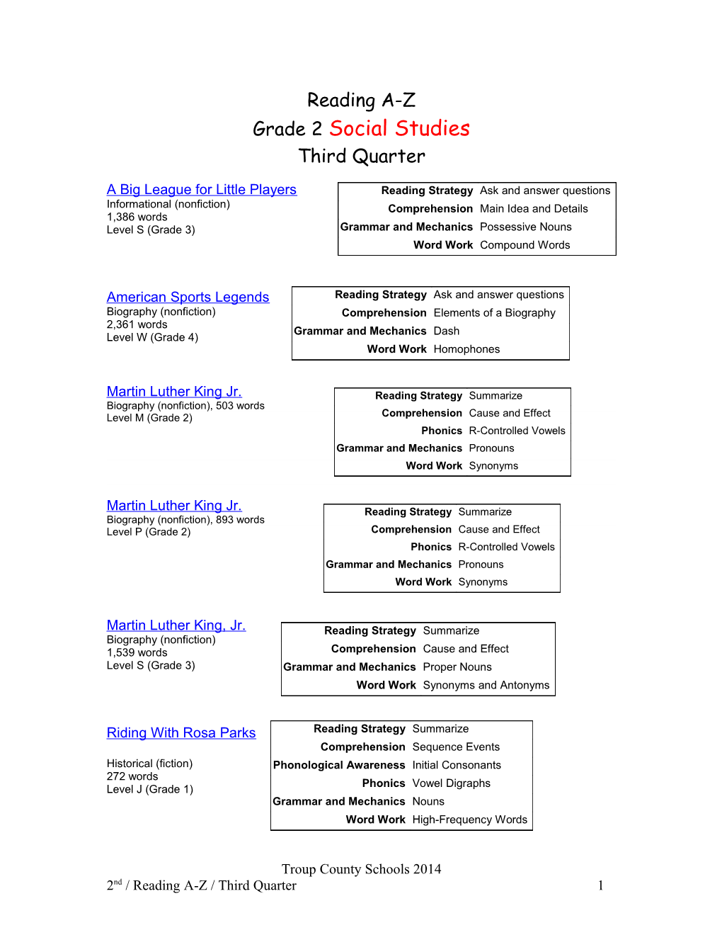 Grade 2 Social Studies