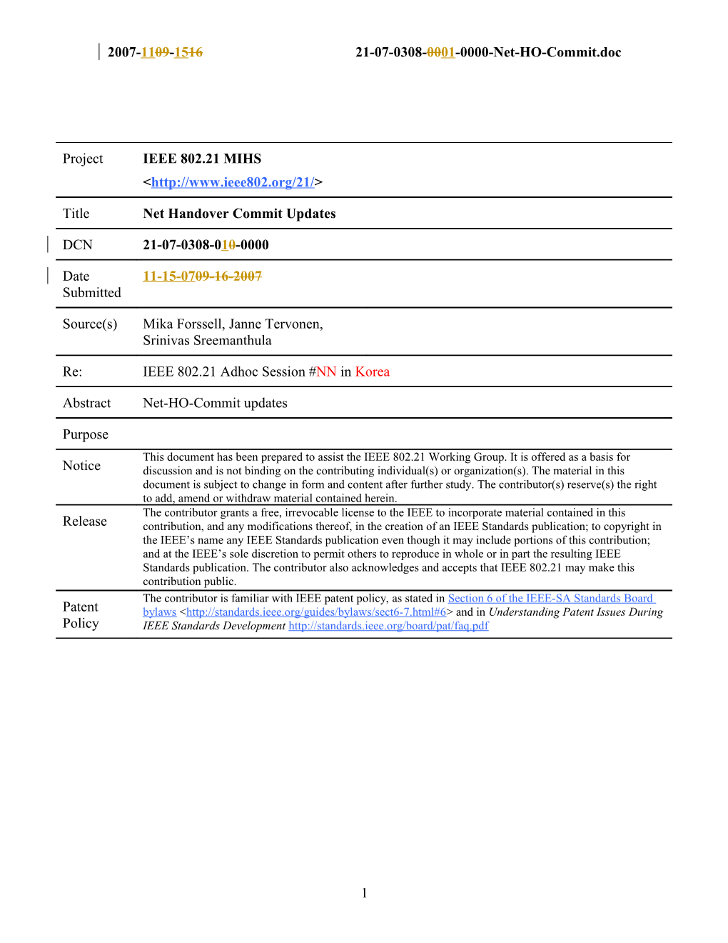 IEEE 802.21 Contribution Title Page