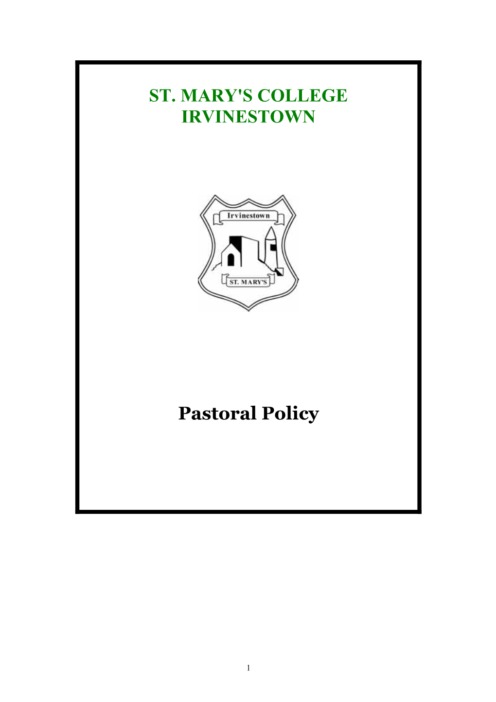 Pastoral Care Policy St Mary S College, Irvinestown