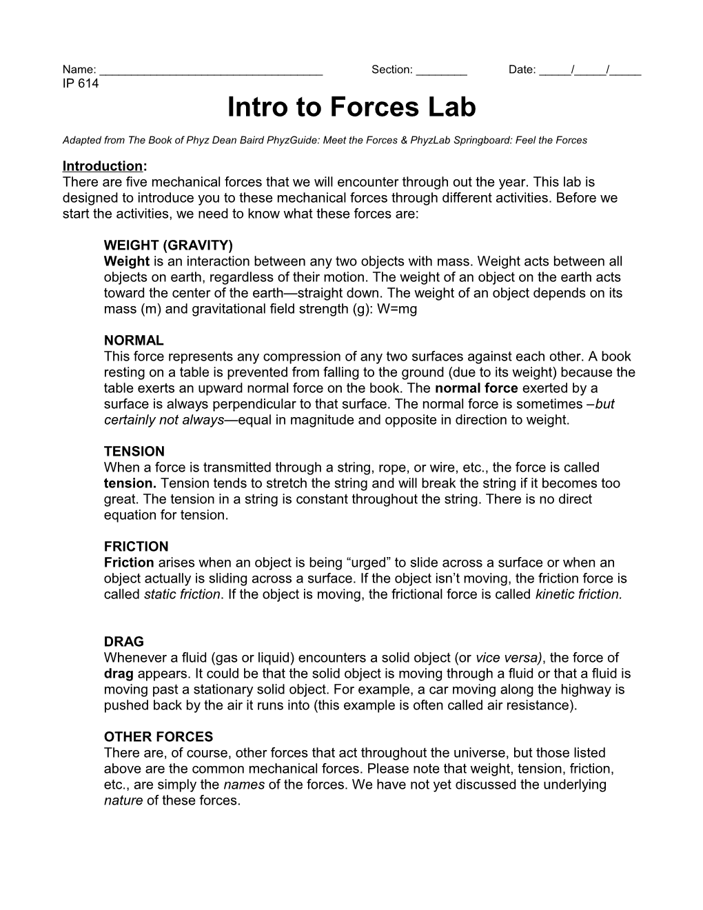 Introductory Physics Measuring Main Street Lab