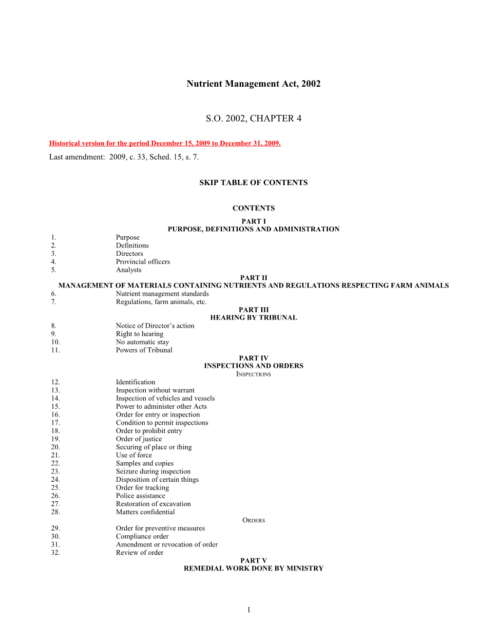 Nutrient Management Act, 2002, S.O. 2002, C. 4