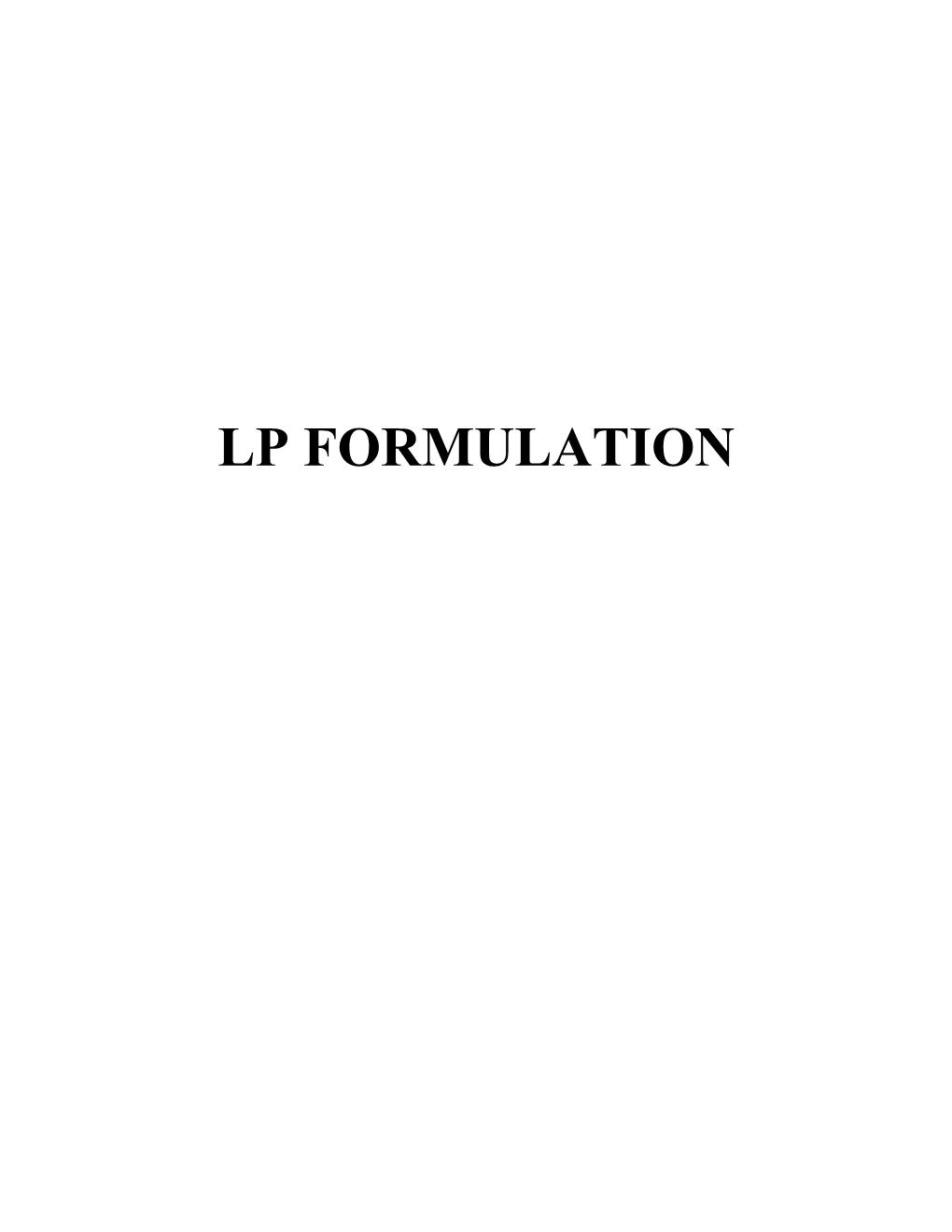 LP FORMULATION Marketing Application