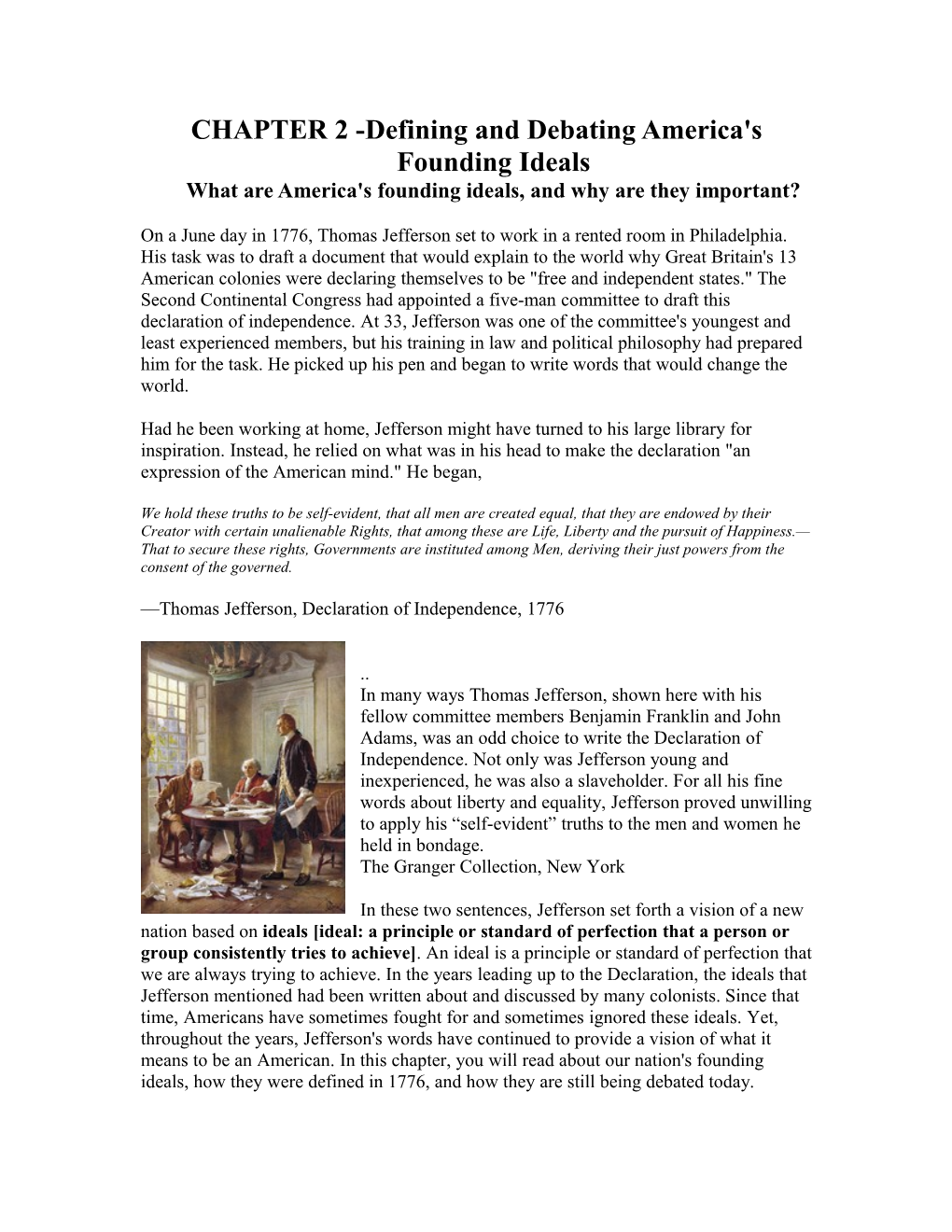 CHAPTER 2 -Defining and Debating America's Founding Ideals