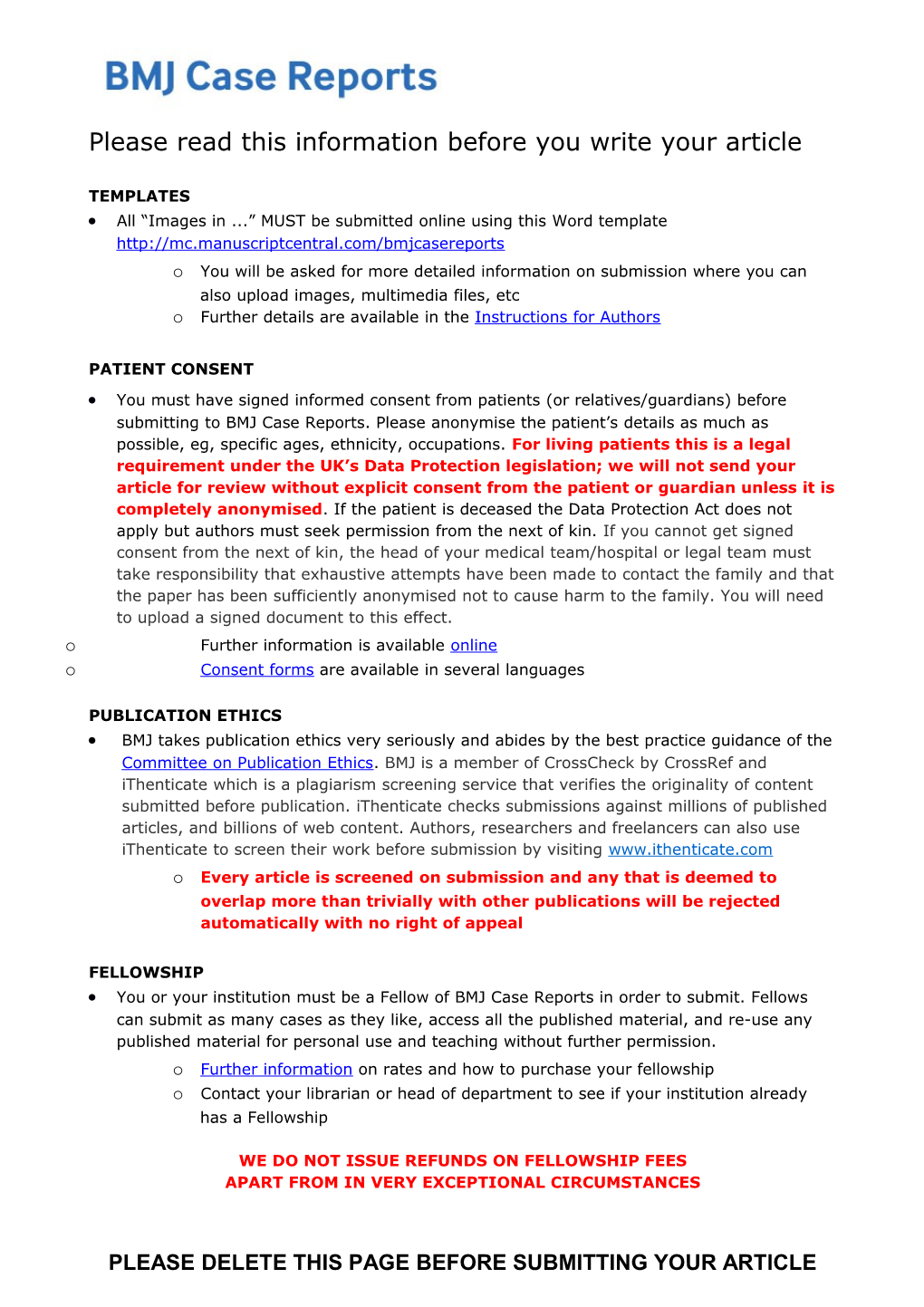 Template for BMJ Cases