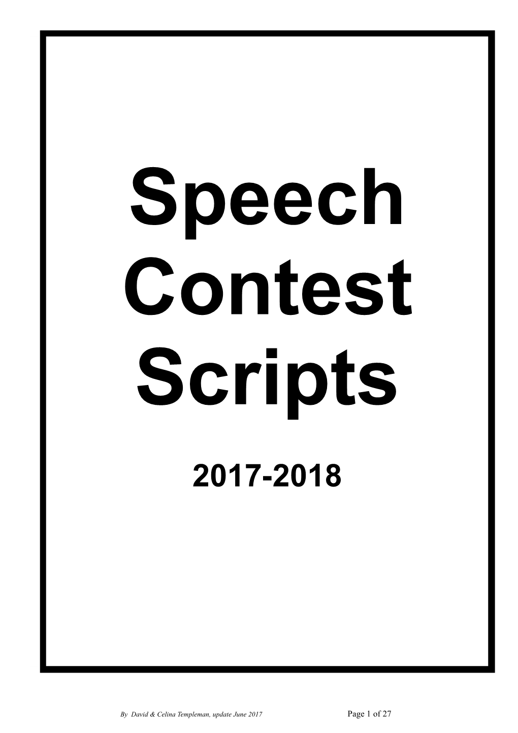 Evaluation & International Speech Contest Script