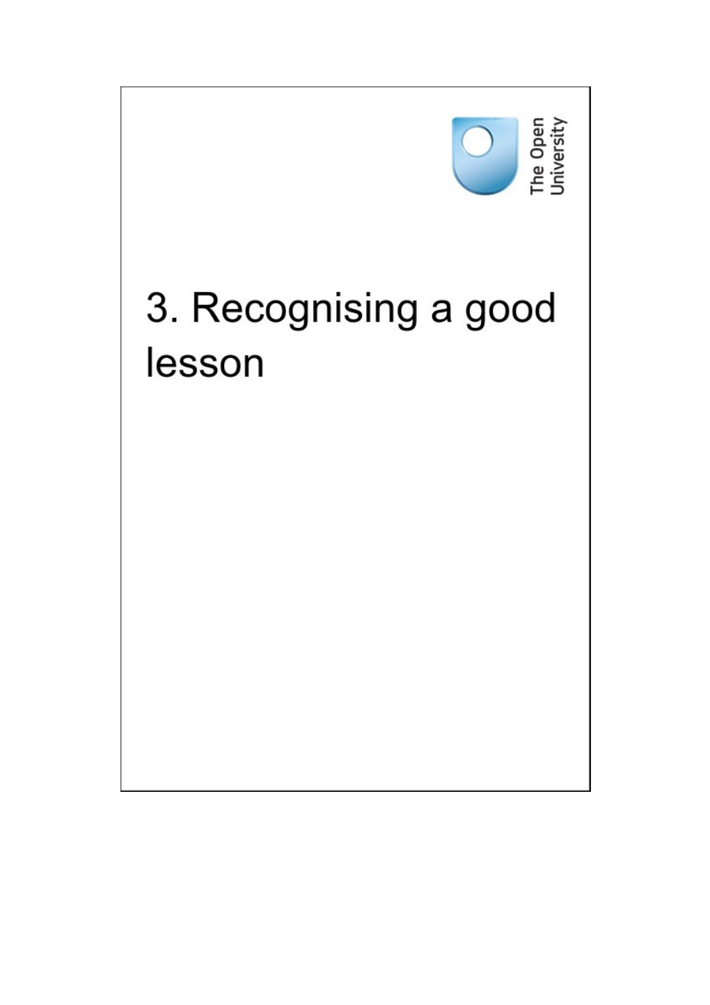 3. Recognising a Good Lesson