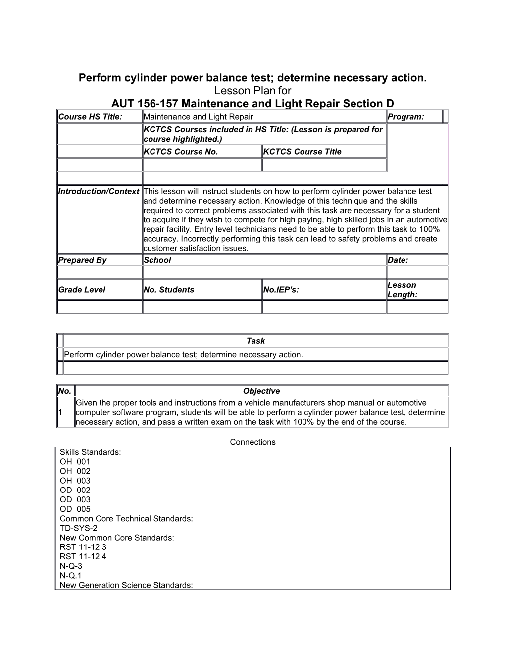 Perform Cylinder Power Balance Test; Determine Necessary Action