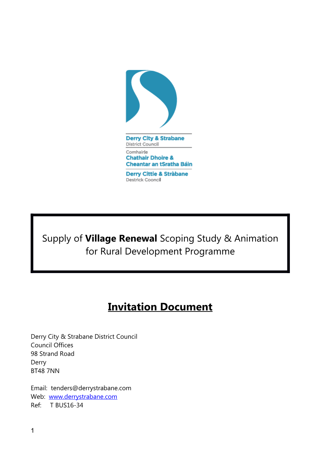 Supply of Village Renewal Scoping Study & Animation for Rural Development Programme