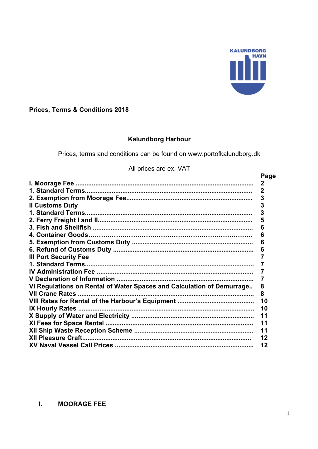 Prices,Terms & Conditions2018